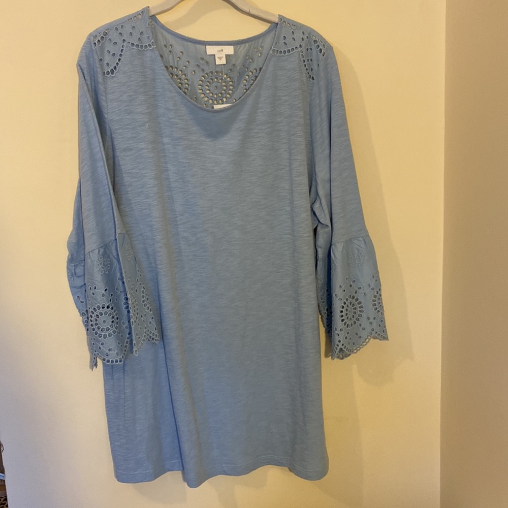 J Jill blue eyelet embellished cotton/modal top shirt Size XL NWT - Picture 7 of 7